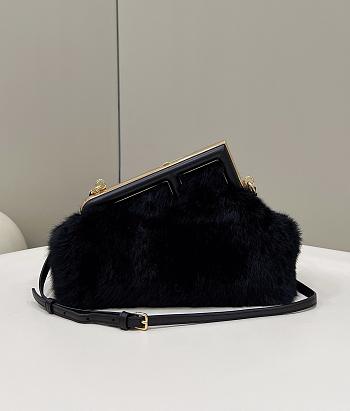 Kitlife Fendi First Small Mink Leather Black - 26×9.5×18cm