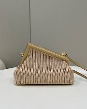 Kitlife Fendi First Small Beige raffia macrame beige bag - 26x9.5x18cm - 2