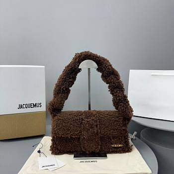 Kitlife Jacquemus Shearling Le Bambidou Shoulder Brown Bag - 27x12x7cm