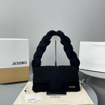 	 Kitlife Jacquemus Shearling Le Bambidou Shoulder Black Bag - 27x12x7cm