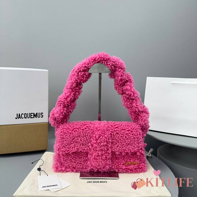 	 Kitlife Jacquemus Shearling Le Bambidou Shoulder Pink Bag - 27x12x7cm - 1