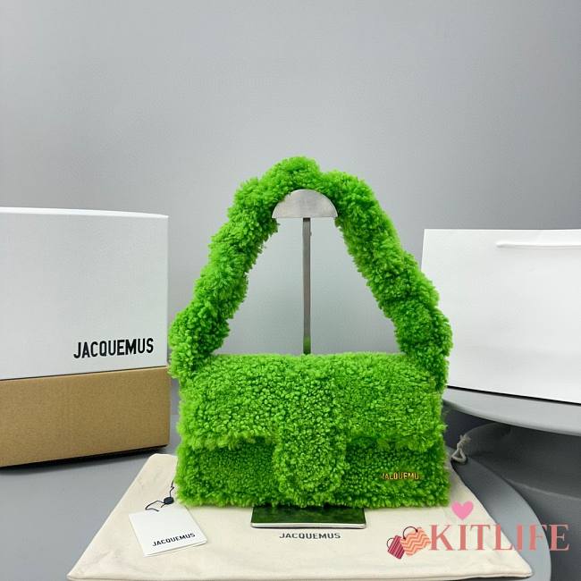 	 Kitlife Jacquemus Shearling Le Bambidou Shoulder Green Bag - 27x12x7cm - 1