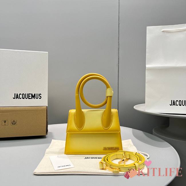 	 Kitlife Jacquemus Le Chiquito Noeud Coiled yellow handbag - 18x15.5x8cm - 1