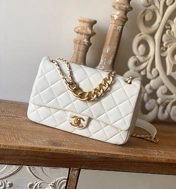 	 Kitlife Chanel Mini Flap Bag with big gold chain strap white lambskin leather - 25*16*6.5cm