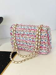 Kitlife Chanel Tweed & Gold-Tone Metal Pink double flap - 25cm - 2