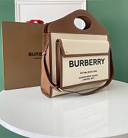 	 Kitlife Burberry Mini Two-tone Canvas and Leather Pocket Brown Bag - 23 x 6 x 26.5cm - 2