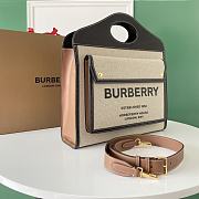 	 Kitlife Burberry Mini Two-tone Canvas and Leather Pocket Black Bag - 23 x 6 x 26.5cm - 4