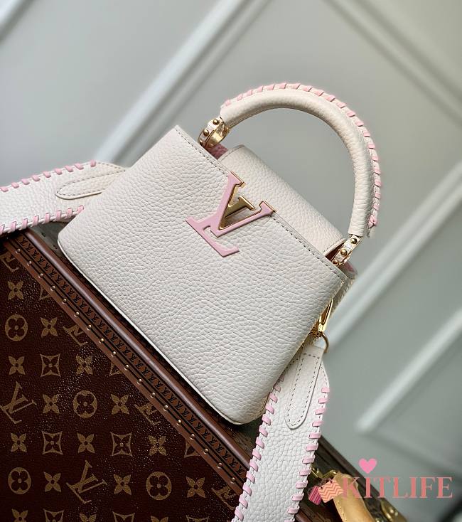 Kitlife Louis Vuitton Capucines Mini Bag Taurillon White and Pink - 21.0 x 14.0 x 8.0cm - 1