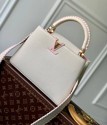 	 Kitlife Louis Vuitton Capucines Mini Bag Taurillon White and Pink - 27 x 18 x 9 cm