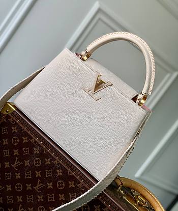 	 Kitlife Louis Vuitton Capucines Mini Bag Taurillon White and Pink - 31.5×20×11 cm