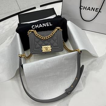 	 Chanel Leboy Flap Bag Caviar Grey Leather - 10*15*6cm