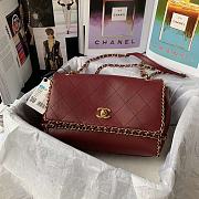 Kitlife Chanel Flap Bag Gold Chain Trim Burgundy Leather - 28*20*12CM - 1