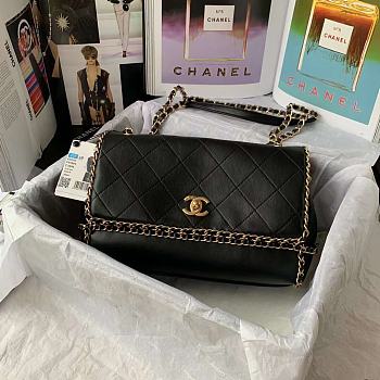 	 Kitlife Chanel Flap Bag Gold Chain Trim Black - 28*20*12CM