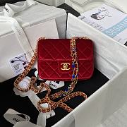 Kitlife Chanel Flap Bag Red Velvet Color Gold Chain - 16*12*5cm - 1