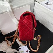 Kitlife Chanel Flap Bag Red Velvet Color Gold Chain - 16*12*5cm - 6