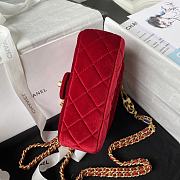 Kitlife Chanel Flap Bag Red Velvet Color Gold Chain - 16*12*5cm - 3