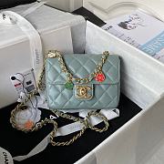 	 Kitlife Chanel Flap Bag Smooth Blue Leather With Gold Chain - 16*12*5cm - 1