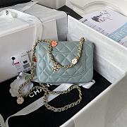 	 Kitlife Chanel Flap Bag Smooth Blue Leather With Gold Chain - 16*12*5cm - 5
