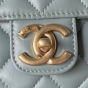 	 Kitlife Chanel Flap Bag Smooth Blue Leather With Gold Chain - 16*12*5cm - 3