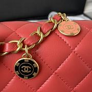 	 Kitlife Chanel Flap Bag Smooth Coral Pink Leather With Gold Chain - 16*12*5cm - 6