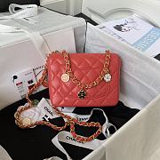 	 Kitlife Chanel Flap Bag Smooth Coral Pink Leather With Gold Chain - 16*12*5cm - 5