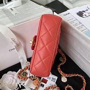 	 Kitlife Chanel Flap Bag Smooth Coral Pink Leather With Gold Chain - 16*12*5cm - 4