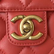 	 Kitlife Chanel Flap Bag Smooth Coral Pink Leather With Gold Chain - 16*12*5cm - 3