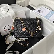 	 Kitlife Chanel Flap Bag Smooth Coral Black Leather With Gold Chain - 14.5*19*6.5cm - 5