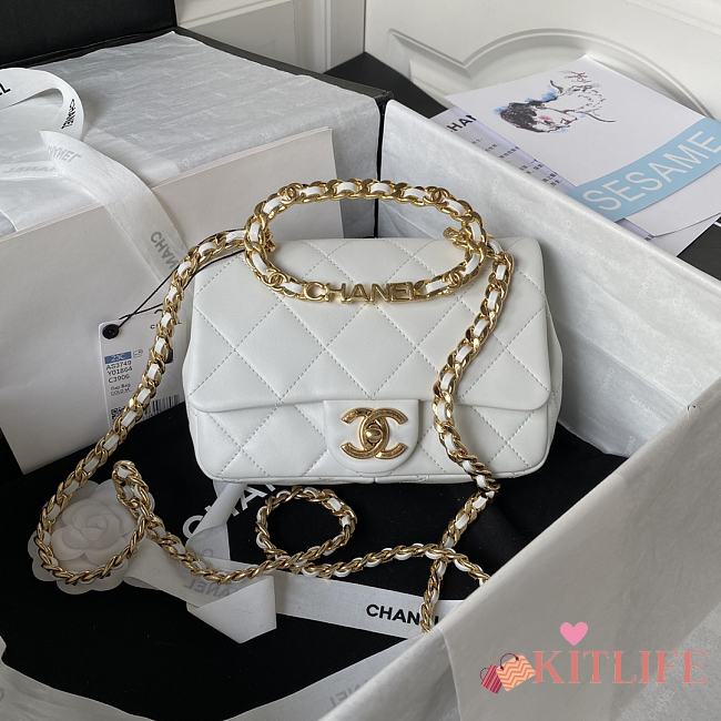 	 Kitlife Chanel Ring Chain Flap White- 20cm - 1