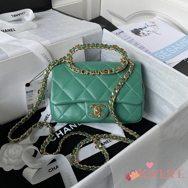 	 Kitlife Chanel Ring Chain Flap Green- 20cm - 1