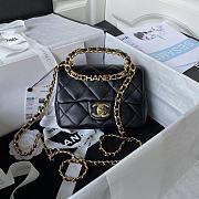 	 Kitlife Chanel Ring Chain Flap Black - 17*13*6cm - 1