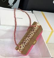 Kitlife Chanel Mini Evening Wool Tweed & Gold-Tone Metal Pink Bag  - 7 × 12 × 5 cm - 4