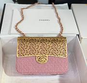 	 Kitlife Chanel Mini Evening Wool Tweed & Gold-Tone Metal Light Pink Bag - 7 × 12 × 5 cm - 1