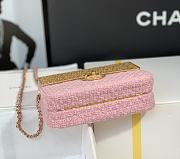 	 Kitlife Chanel Mini Evening Wool Tweed & Gold-Tone Metal Light Pink Bag - 7 × 12 × 5 cm - 2