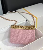 	 Kitlife Chanel Mini Evening Wool Tweed & Gold-Tone Metal Light Pink Bag - 7 × 12 × 5 cm - 4