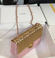 	 Kitlife Chanel Mini Evening Wool Tweed & Gold-Tone Metal Light Pink Bag - 7 × 12 × 5 cm - 5