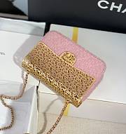 	 Kitlife Chanel Mini Evening Wool Tweed & Gold-Tone Metal Light Pink Bag - 7 × 12 × 5 cm - 6