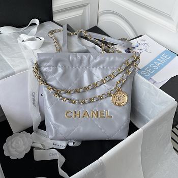 	 Kitlife Chanel Gold Chain Garbage Grey Bag - 18X20X6.5cm