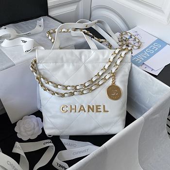 	 Kitlife Chanel Gold Chain Garbage White Bag - 18X20X6.5cm