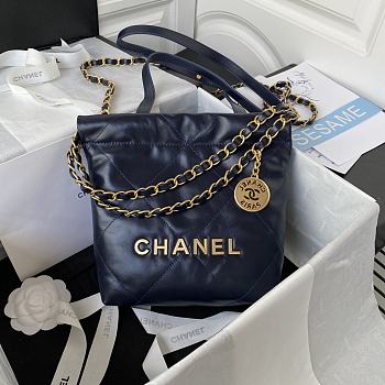 	 Kitlife Chanel Gold Chain Garbage Dark Navy Bag - 18X20X6.5cm