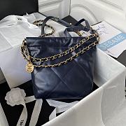 	 Kitlife Chanel Gold Chain Garbage Dark Navy Bag - 18X20X6.5cm - 4