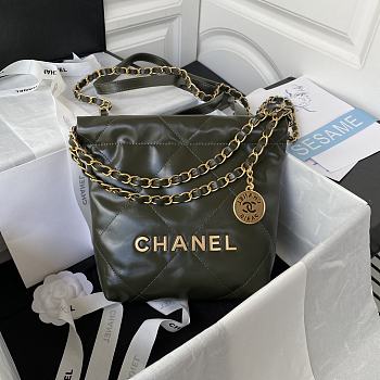 	 Kitlife Chanel Gold Chain Garbage Green Bag - 18X20X6.5cm