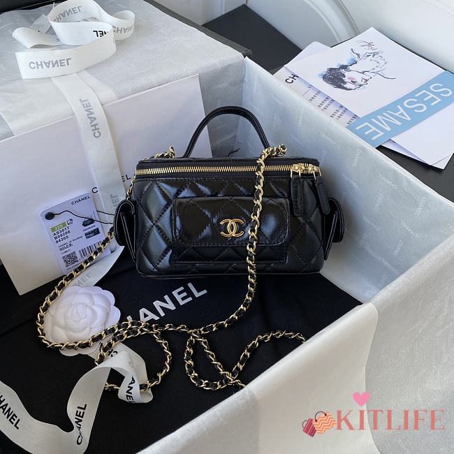 Kitlife Chanel Vanity Polly Multi Pocket Black Lambskin - 17cm - 1