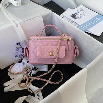 	 Kitlife Chanel Vanity Polly Multi Pocket Pink Lambskin - 17cm