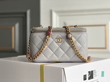 	 Kitlife Chanel Vanity With Chain Grey Leather - 17x9.5x8cm