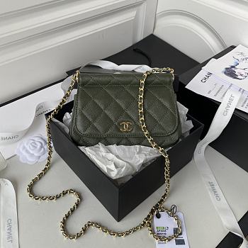 	 Kitlife Chanel Clutch With Grained Calfskin & Gold-Tone Metal Green - 12X17.5X5.5cm