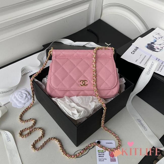 	 Kitlife Chanel Clutch With Grained Calfskin & Gold-Tone Metal Pink - 12X17.5X5.5cm - 1