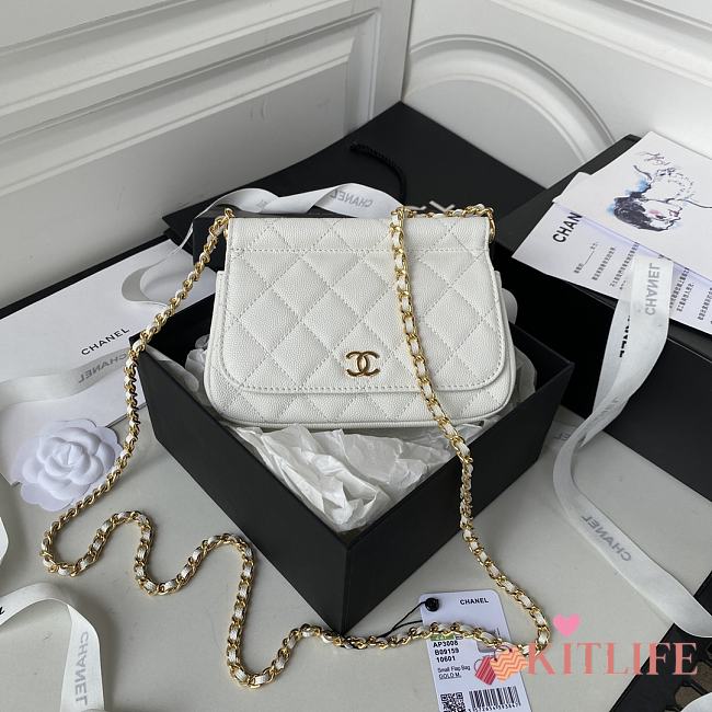 	 Kitlife Chanel Clutch With Grained Calfskin & Gold-Tone Metal White - 12X17.5X5.5cm - 1