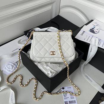 	 Kitlife Chanel Clutch With Grained Calfskin & Gold-Tone Metal White - 12X17.5X5.5cm