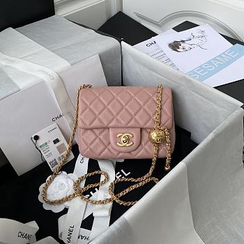 	 Kitlife Chanel 22C Pearl Crush Mini Square Pink Lambskin - 17cm